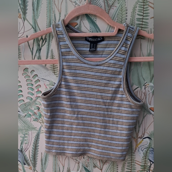 Essentials Striped Crop Top - Gray and White - Picture 2 of 4